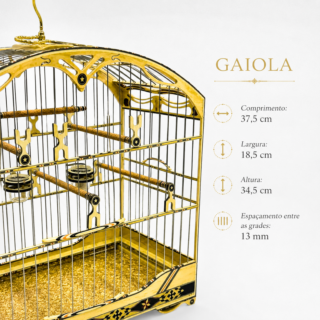 GAIOLA MADEIRARTE COLEIRO SUPER LUXO CLARA - MODELO 4