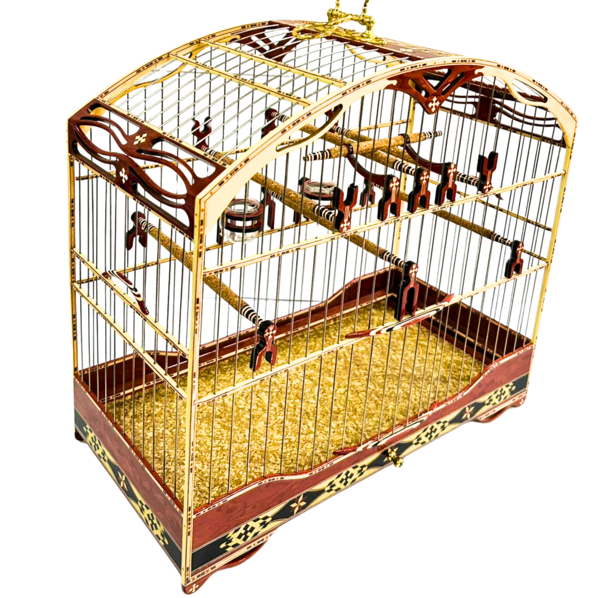 GAIOLA MADEIRARTE COLEIRO SUPER LUXO ESCURA - MODELO 2