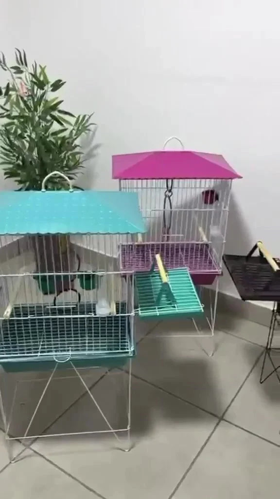 Viveiro para Calopsitas Agapórnis Completo C/ Pé e Acessórios Aves Mansas Promoção Envio Imediato