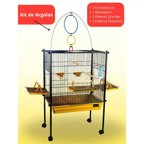 Viveiro Gaiola Calopsita Aves Triplex Black Grande PlayGround Durável JelPlast