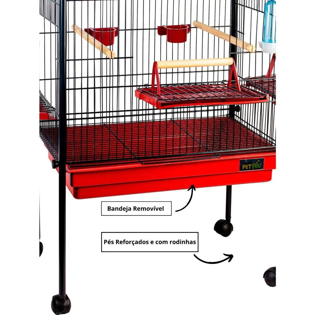 Viveiro Gaiola Calopsita Aves Triplex Black Grande PlayGround Durável JelPlast