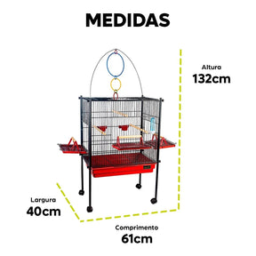 Viveiro Gaiola Calopsita Aves Triplex Black Grande PlayGround Durável JelPlast