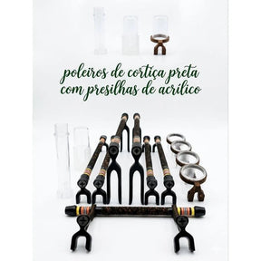 Kit Poleiro De Regulagem Coleiro Cortiça preta.