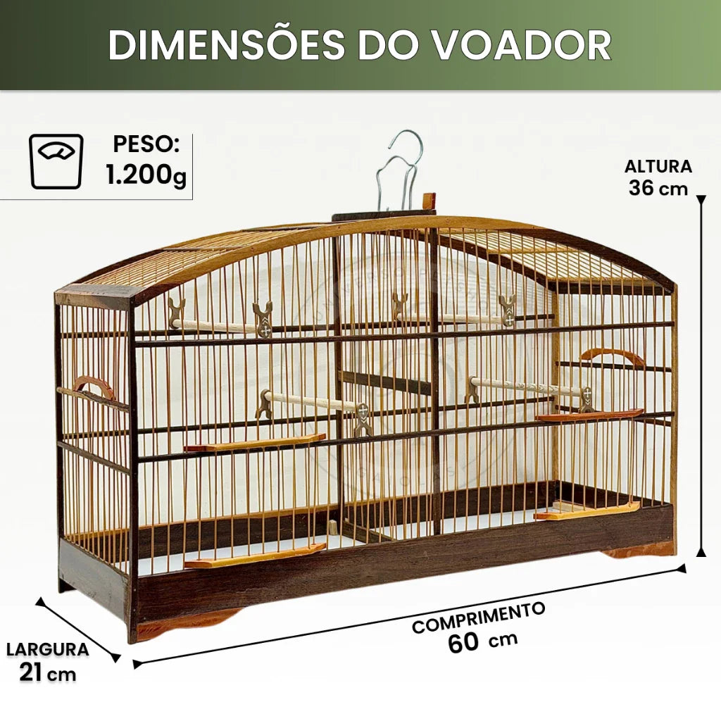 Voador Arcado Rústico com Uma Divisória Motel para Papacapim Coleiro Gaiola Voadeira Madeira Fibra