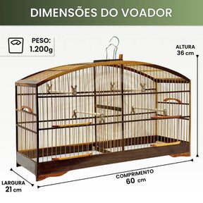 Voador Arcado Rústico com Uma Divisória Motel para Papacapim Coleiro Gaiola Voadeira Madeira Fibra
