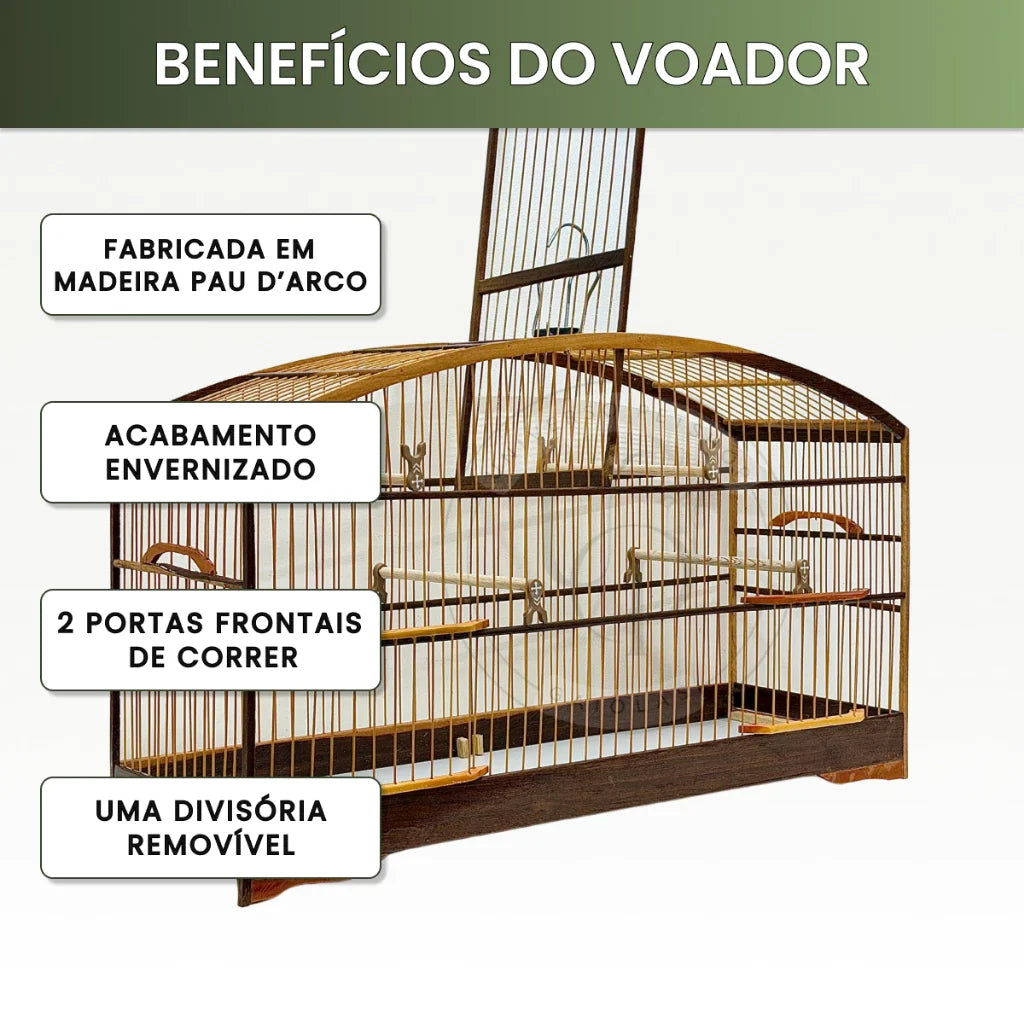 Voador Arcado Rústico com Uma Divisória Motel para Papacapim Coleiro Gaiola Voadeira Madeira Fibra