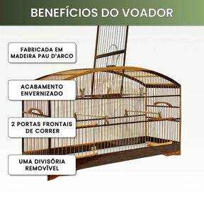 Voador Arcado Rústico com Uma Divisória Motel para Papacapim Coleiro Gaiola Voadeira Madeira Fibra