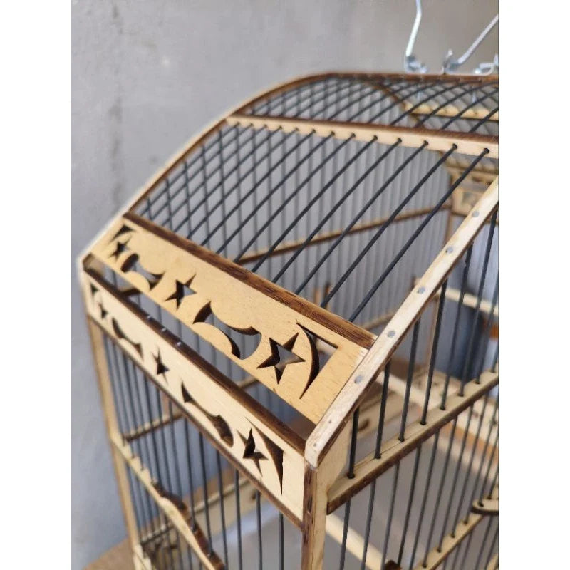 GAIOLA FEITA A LASER COLEIRO PAPA CAPIM MARFIM FOSCA VARETAS FIBRA PRETA