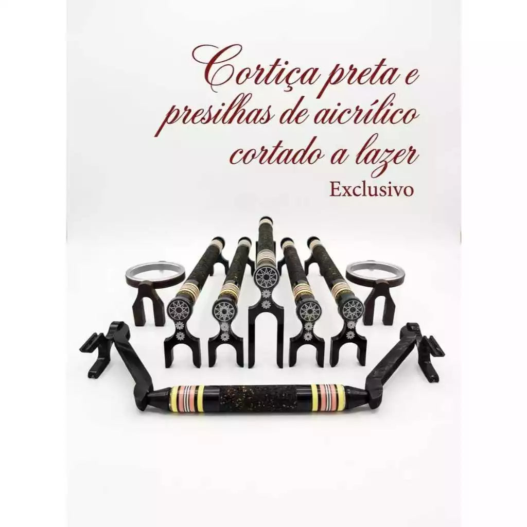 Kit Poleiros Cortiça Preta Trinca Ferro Luxo!`Pixarro
