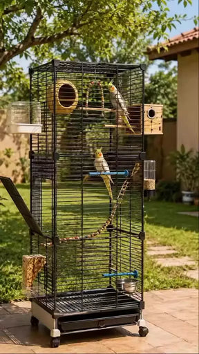 Viveiro Gaiola Para Papagaio Com Rodas Movivel Periquito 37*37*130cm - Enviado do Brasil