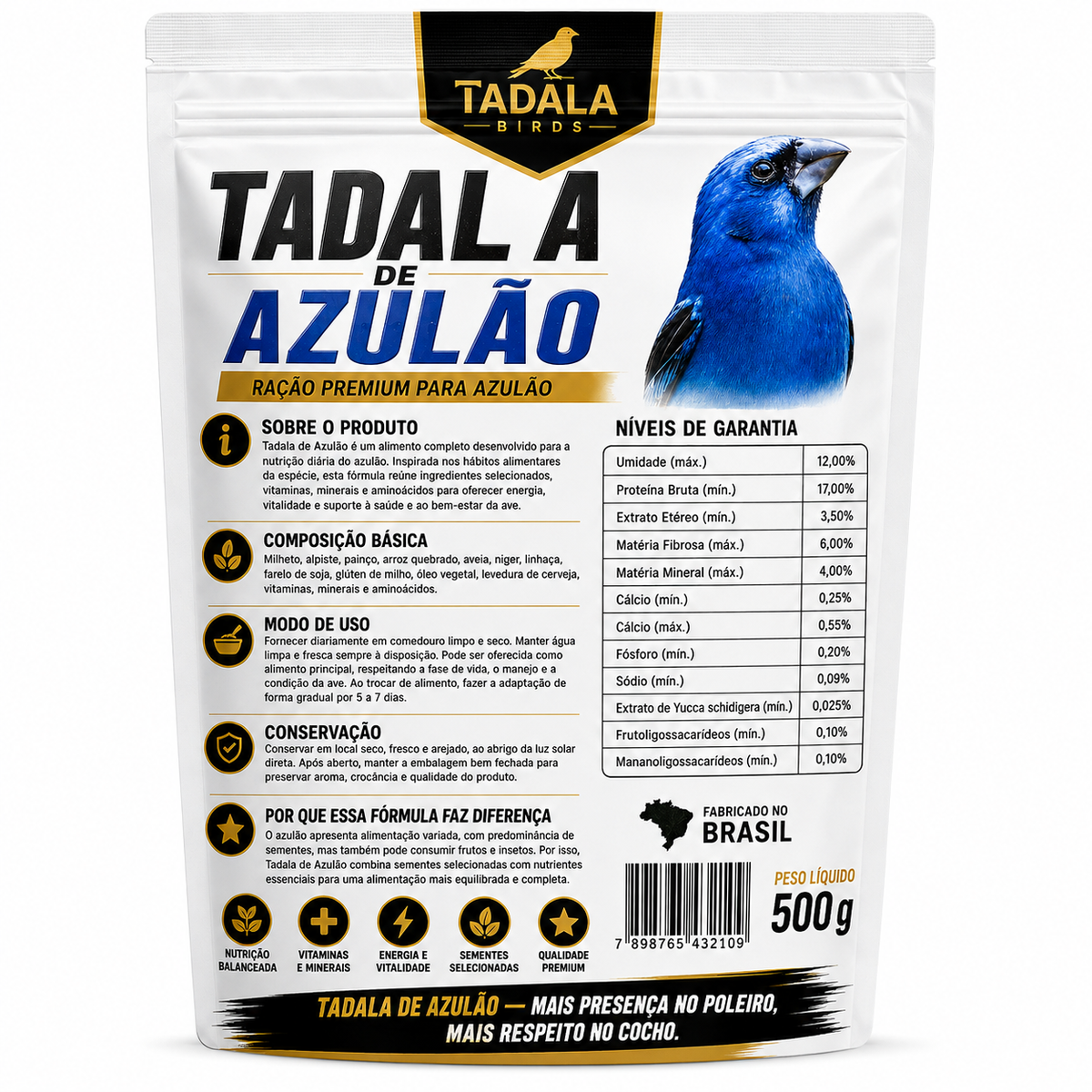 Tadala de Azulão - Ração Premium