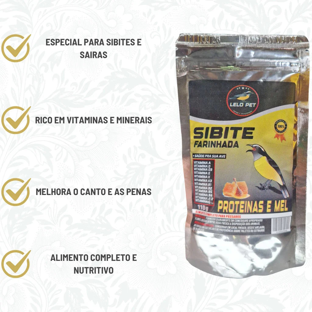 Ração Para Sibite Farinhada Proteínas E Mel Lelo Pet 110g