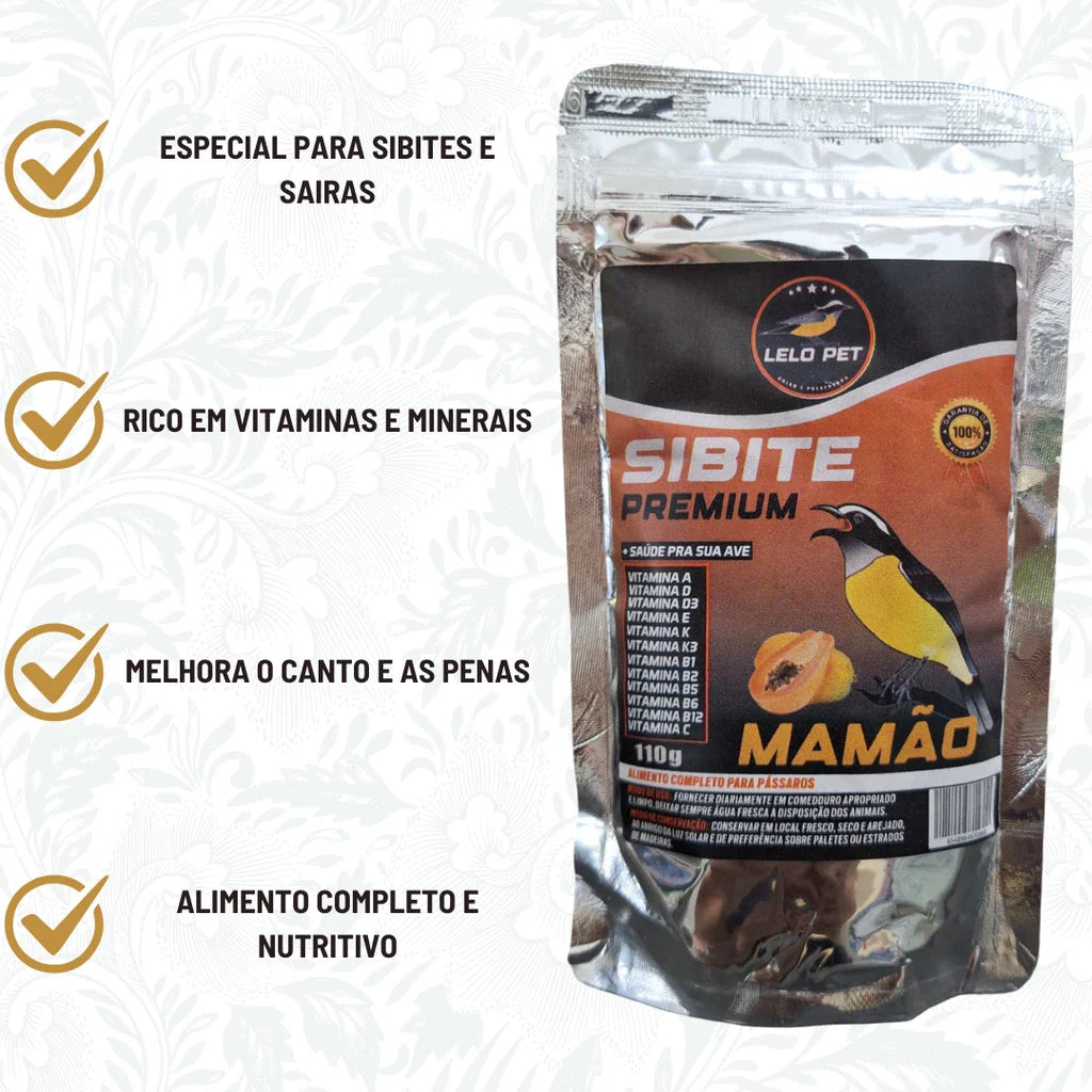 Ração Para Sibite Lelo Pet Premium Sabor Mamão 110g