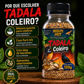 Ração Tadala Coleiro 120g Mistura Quente com Fert-Vit Óleo de Bacalhau e Anticoccidiano Pássaros Papa capim baiano